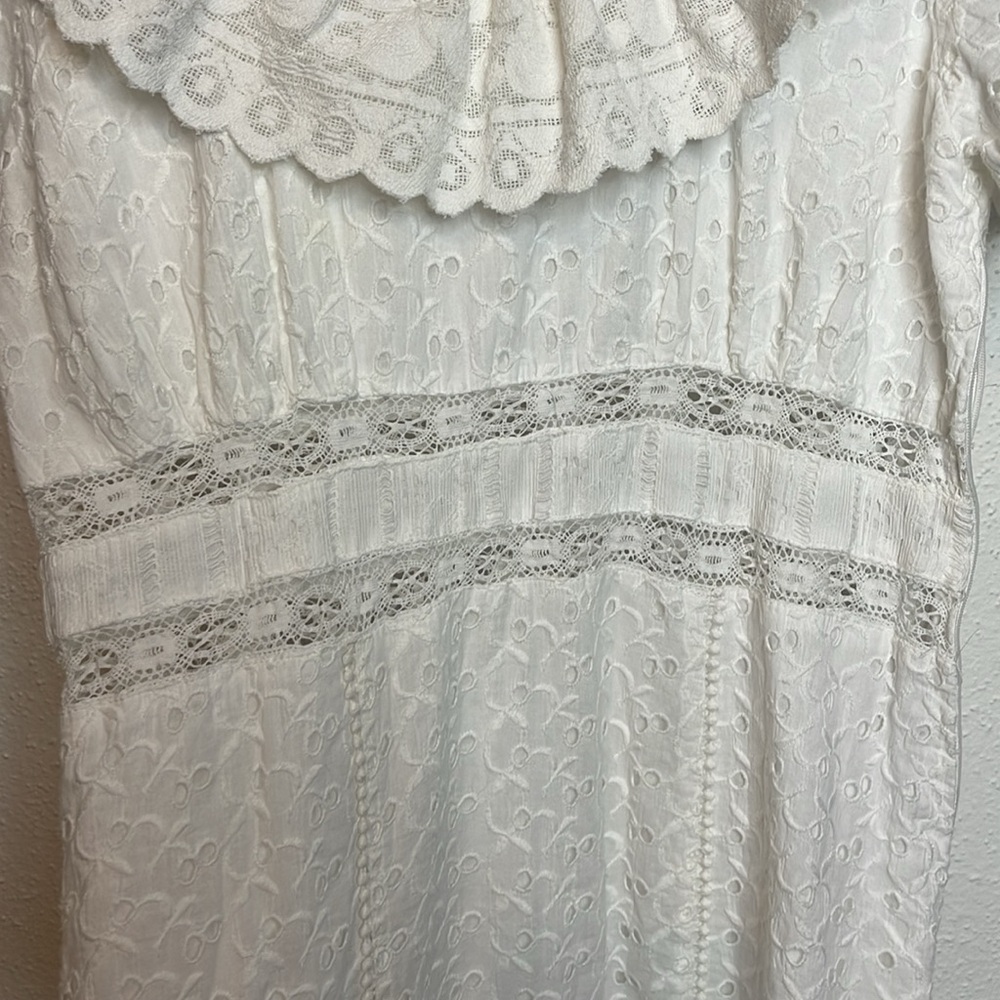 LoveShackFancy Stassie Lace White Eyelet Embroidered Dress Size 10 - Picture 13 of 16